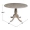 International Concepts Round 42 in Round Dual Drop Leaf Pedestal Table, 29.5 inH, Washed Gray Taupe, 42 W, 42 L, 29.5 in H K09-42DPT - alternate 8